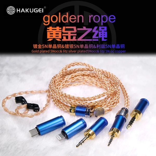 HAKUGEI Golden Rope 5N OCC Litz & Gold & Silver Plated Copper Earphone Cable Online now