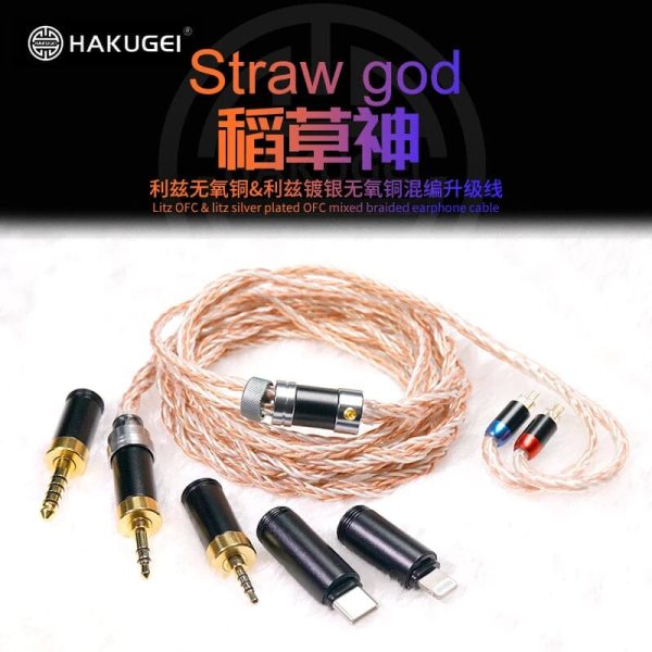 HAKUGEI Straw God Litz OFC & Silver Plated Mixed Braided Earphone Cable For Discount