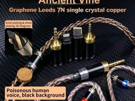 HAKUGEI Ancient Vine 7N Single Crystal Copper Graphene Litz Earphone Cable Discount