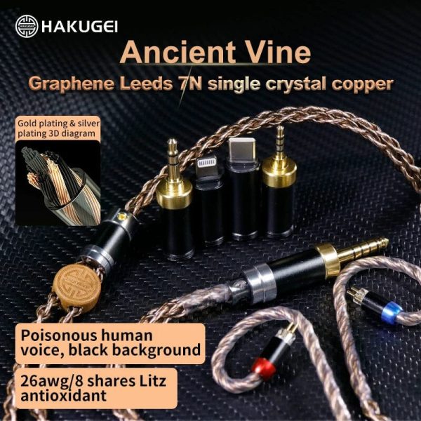 HAKUGEI Ancient Vine 7N Single Crystal Copper Graphene Litz Earphone Cable Discount