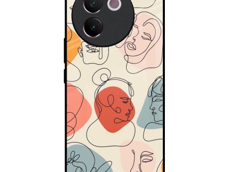 Abstract Faces Glass Case for Vivo V30e For Sale