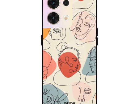 Abstract Faces Glass Case for Oppo Reno8 5G Online now