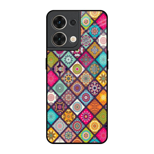 Multicolor Mandala Glass Case for Oppo Reno8 5G Supply